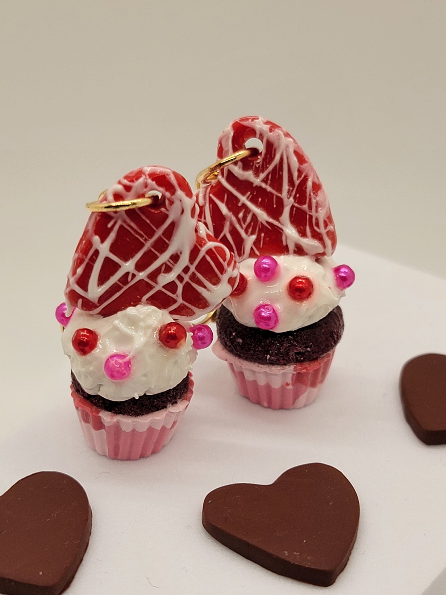 Heart mini cupcake earrings