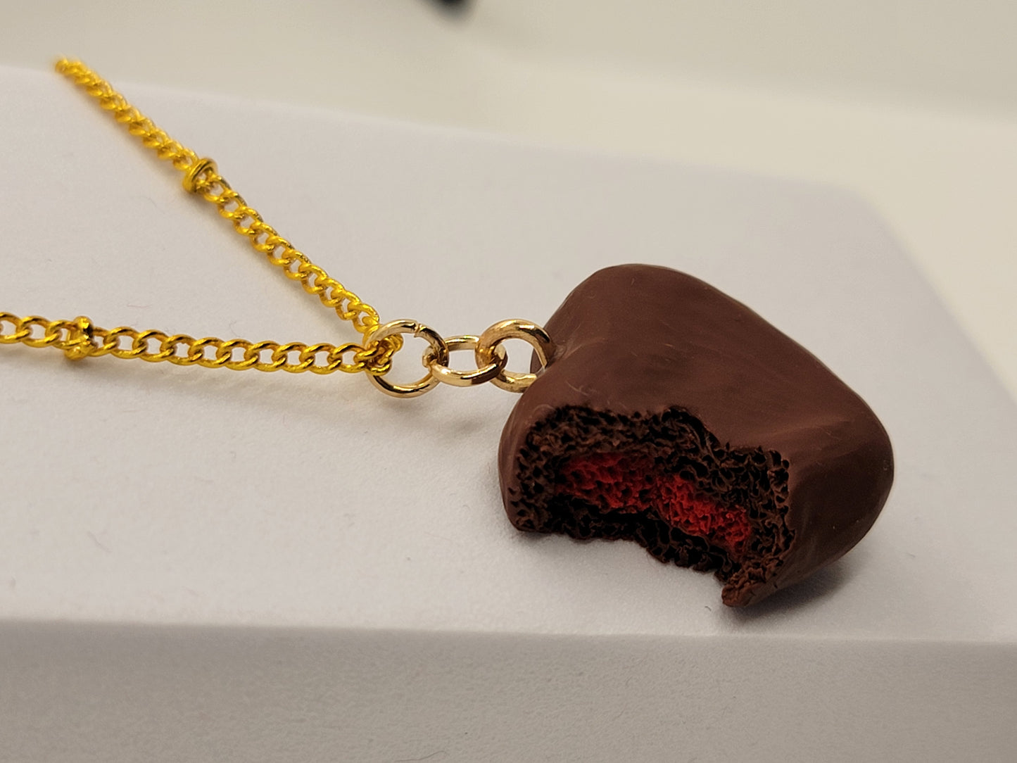 Chocolate heart bite necklace