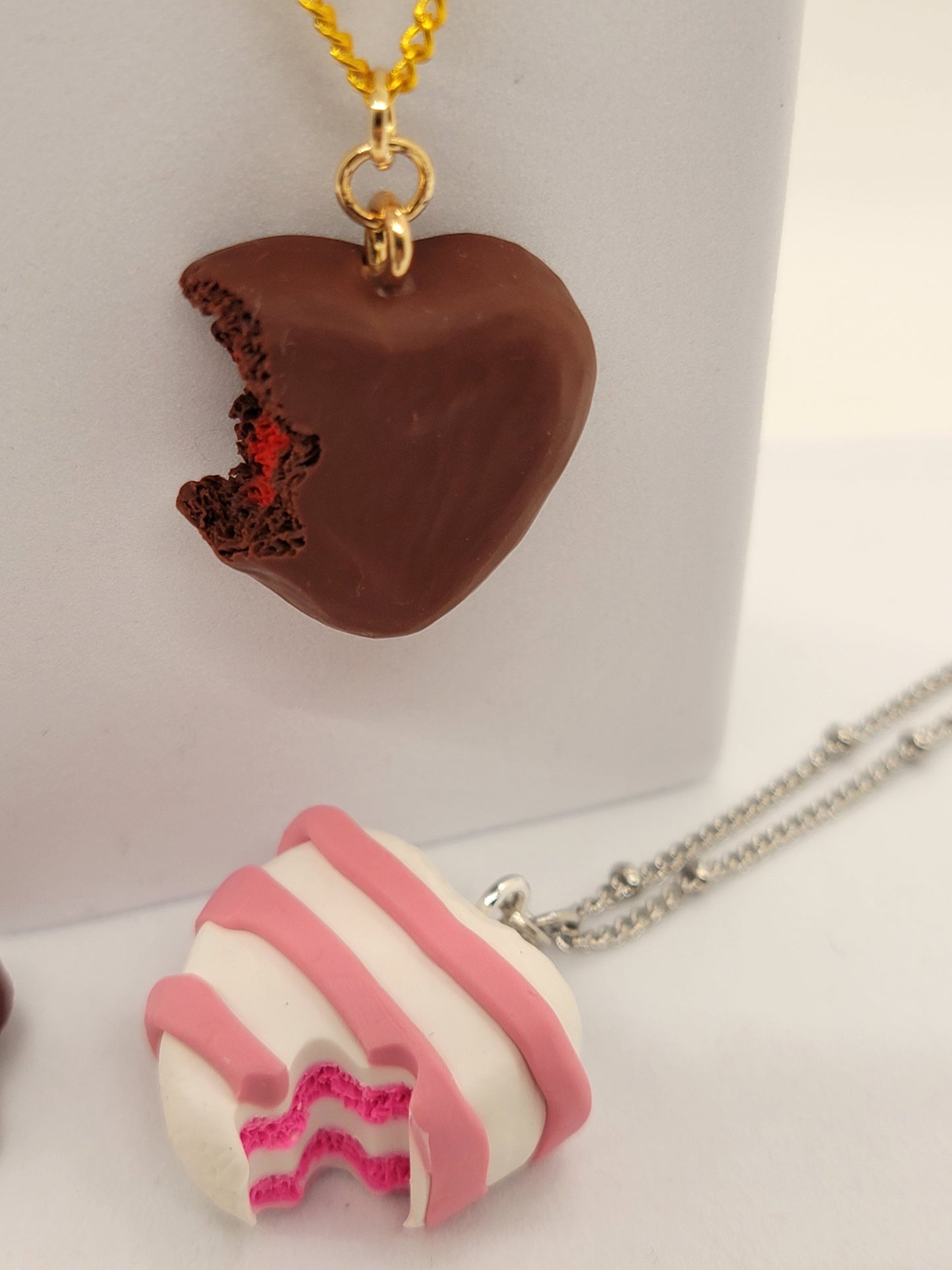 Chocolate heart bite necklace