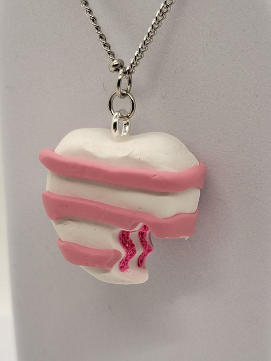 Pink cake bite necklace