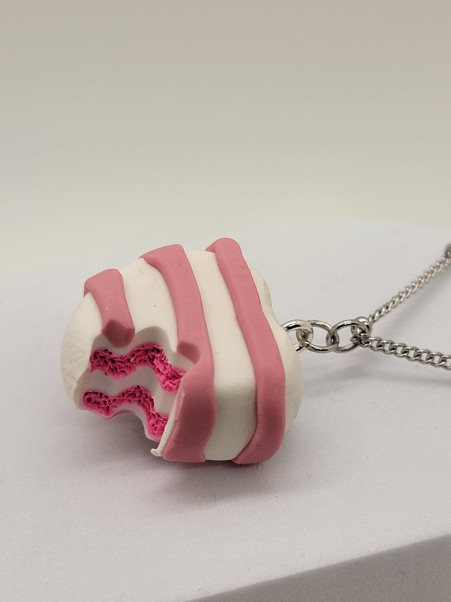Pink cake bite necklace