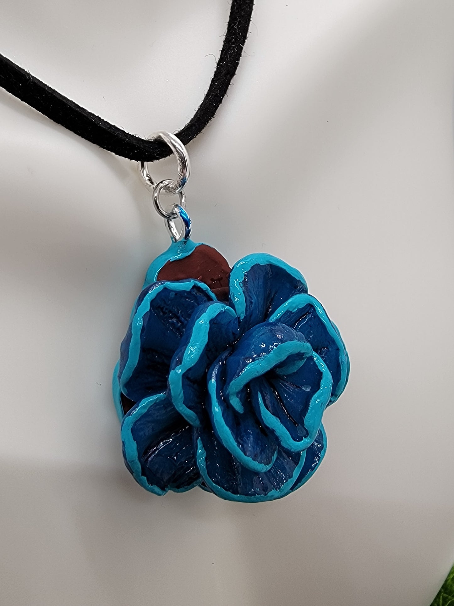 Blue rose necklace