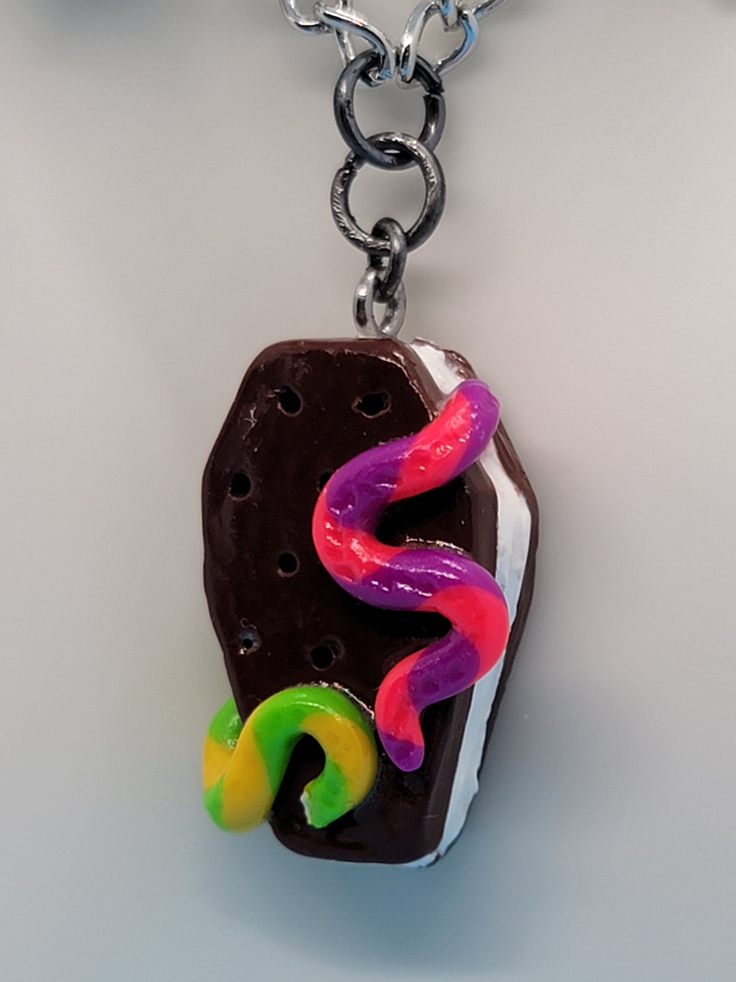 Worm ice cream coffin necklace