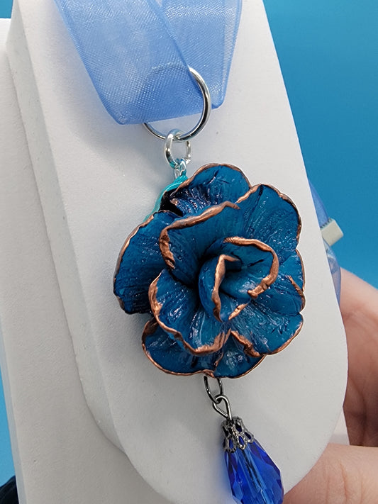 Blue rose necklace