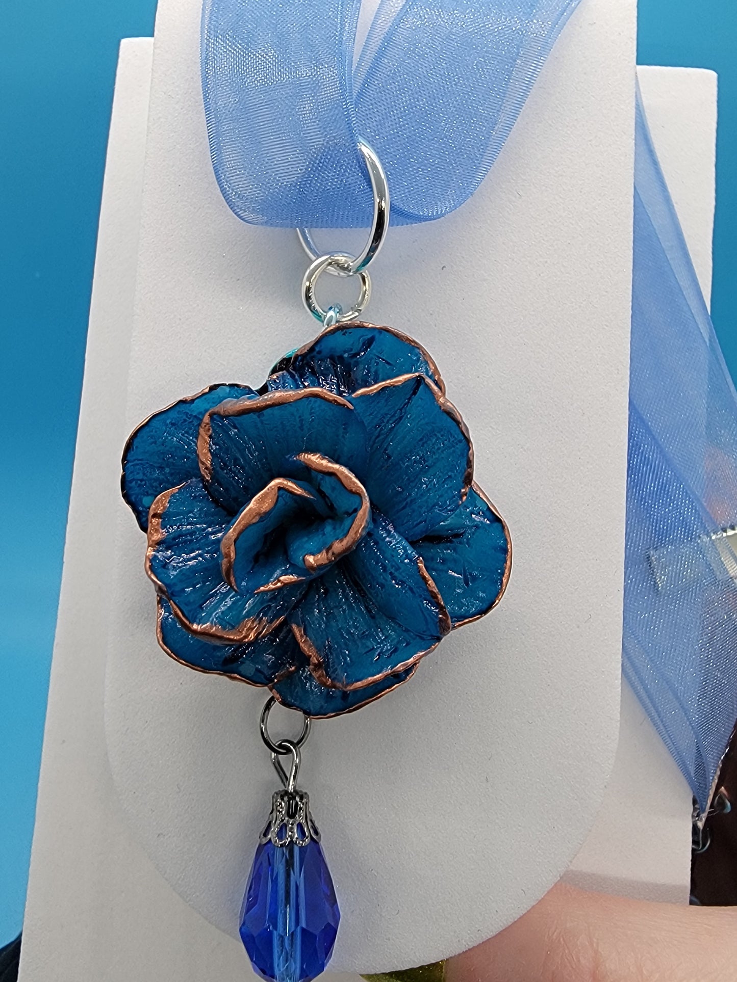 Blue rose necklace